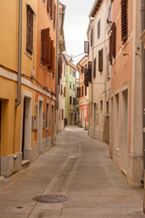 Plakat old narrow street in Slovenia
