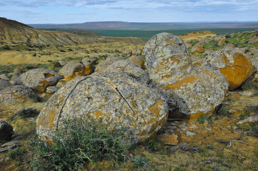 Concretions (geological formation). Mangyshlak Peninsula, Kazakhstan. - 108931733