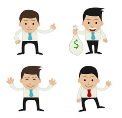 set of funny cartoon office businessman