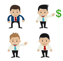 set of funny cartoon office businessman
