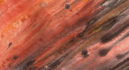 Terracotta abstract, watercolor texture background. Colorful handmade technique aquarelle. 