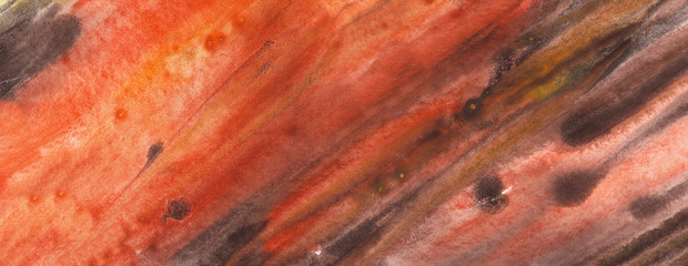 Terracotta abstract, watercolor texture background. Colorful handmade technique aquarelle. 