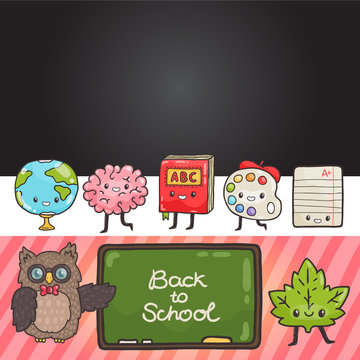 Cute cartoon characters. Back to school background