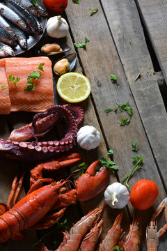 many types of fish on the table.