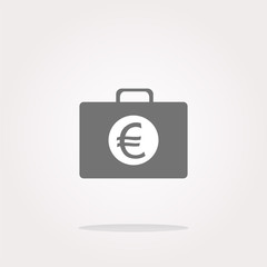 vector euro case button, financial icon isolated on white background