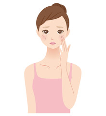 シミに悩む女性　美容　スキンケア