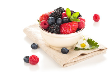 Fresh fruits in bowl.