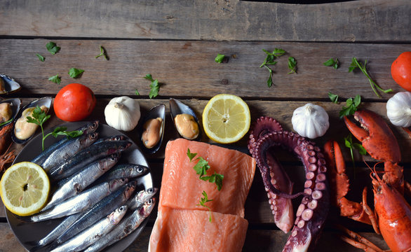 many types of fish on the table.