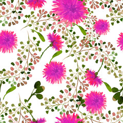 Watercolor seamless pattern with dandelion. Floral background.  - 108934549