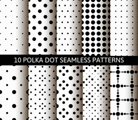 Unusual black white polka dot pattern set