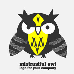 Mistrustful owl logotype
Incredulous owl pastel colors logo

