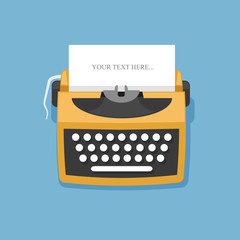 Retro typewriter vector illustration. Flat design style.