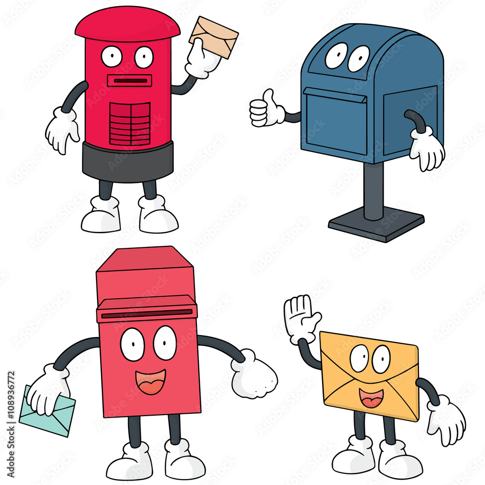 Poster vector set of postbox cartoon