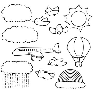 vector set of things in the sky