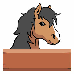 Pony Holzschild Cartoon