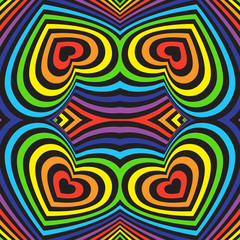 Three-dimensional volumetric seamless pattern. colorful rainbow on black background. vector