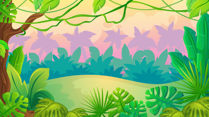 Fun Sunset Jungle Landscape 