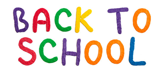 Back to school, plasticine inscription