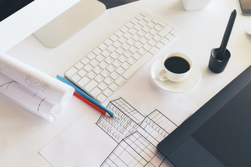 White desktop closeup