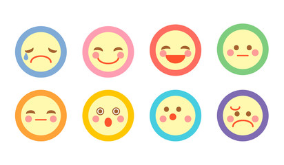 Fototapeta premium Set of colorful smile emoticons. Vector illustration.