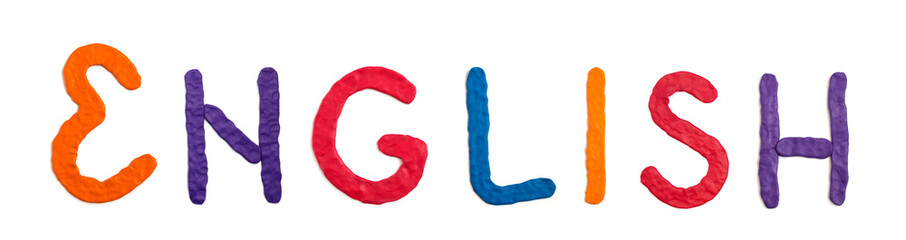 English, inscription made of plasticine