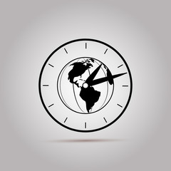World Time Icon Vector. Time Zone Icon. Time Zone Clocks. World time flat sign icon. Globe Time Zones.