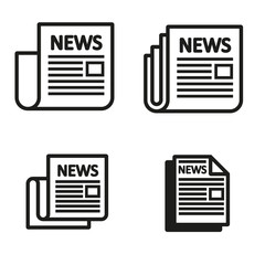 Vector black newspaper icons set on white background. Icon of news - 108940370