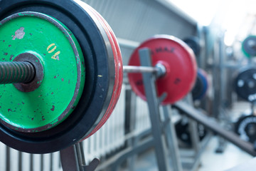 The equipment of the sports hall. Natural photo shoot in the gym