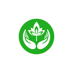 Leaf in hand logo.