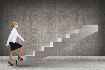 Fototapeta na wymiar Business person stepping up a staircase. business concept 