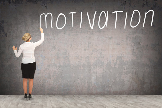 Business woman drawing on the wall. business concept
