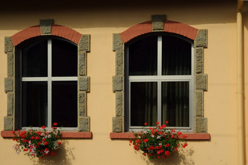 typical windows in Brixen. South Tyrol Italy