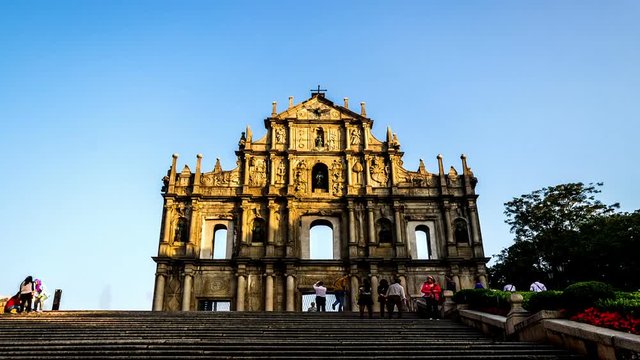  The landmark of Macau: The ruins of St.Paul Cathedral in Macau, China 
