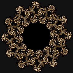 Vector gold round ornament.