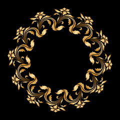Vector gold round ornament.