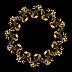 Vector gold round ornament.