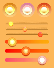 Set of multicolored buttons and varios sliders.
