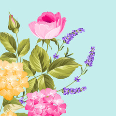  Bunch of lavender and rose flowers