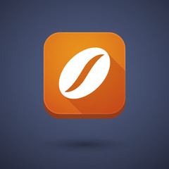 Square long shadow app button with a coffee bean