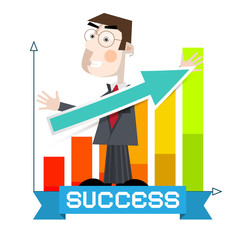 Business Man with Arrow and Success Graph Vector