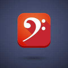 Square long shadow app button with an F clef