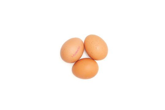Three eggs on a clear white background