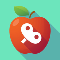 Long shadow red apple with a toy crank
