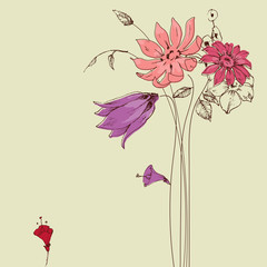 Obraz premium Flowers bouquet, floral greeting card