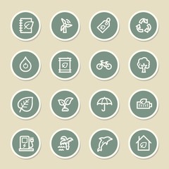 Fototapeta premium Green ecology web icons set