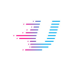 Abstract letter U logo,fast speed, moving,delivery,Digital