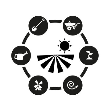 Vector black farming icon set. Farming Icon Object, Farming Icon Picture, Farming Icon Image - stock vector