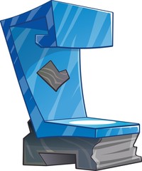 Ice chair throne with snow. Cartoon chair isolated vector illustration.