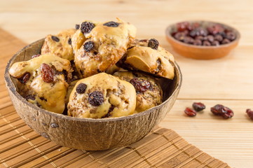 Homemade cookies with aronia and cranberries