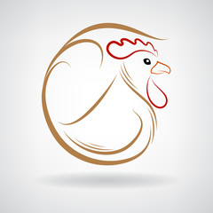 Stylized silhouette of a rooster. Logo design for the company.